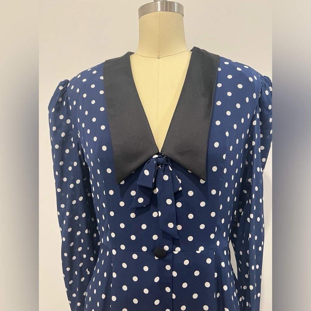Alessandra Rich Silk Polka Dot Mini Dress • Size 38/4 • Navy/White NWOT RARE - Picture 4 of 7